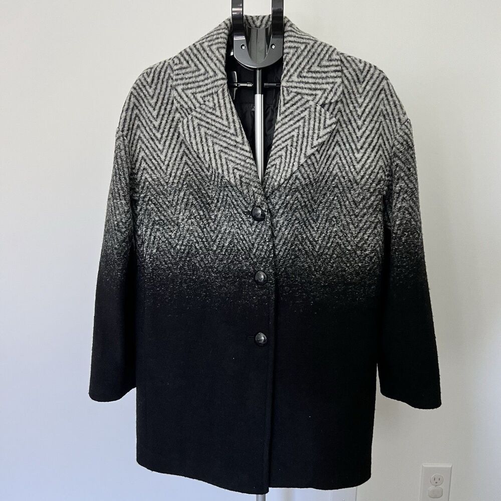 Talbots Women’s Wool Blend Ombré Pea Coat Grey Black Size 10 NWOT Jacket